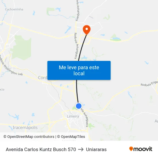 Avenida Carlos Kuntz Busch 570 to Uniararas map