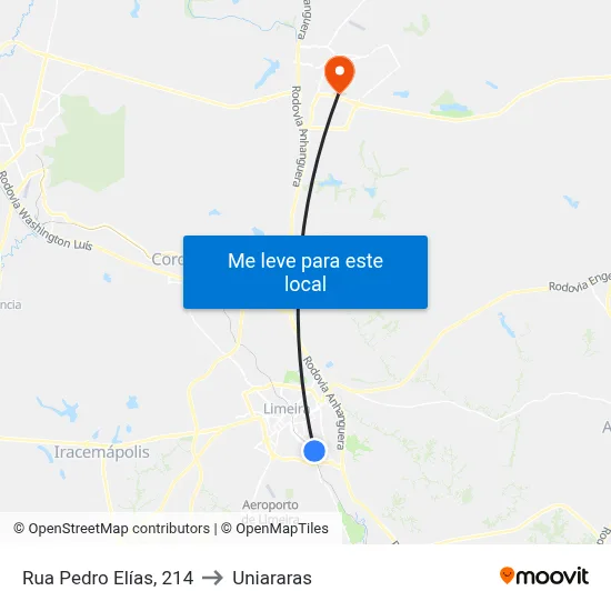Rua Pedro Elías, 214 to Uniararas map