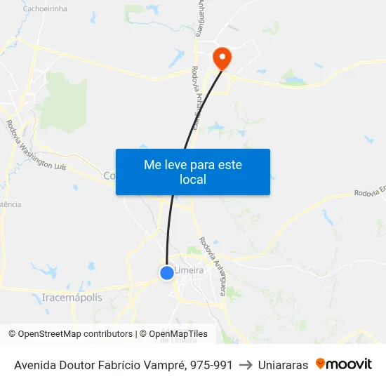 Avenida Doutor Fabrício Vampré, 975-991 to Uniararas map