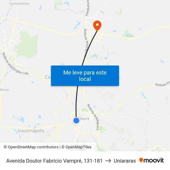 Avenida Doutor Fabrício Vampré, 131-181 to Uniararas map