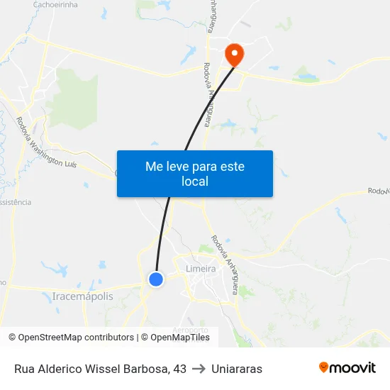 Rua Alderico Wissel Barbosa, 43 to Uniararas map