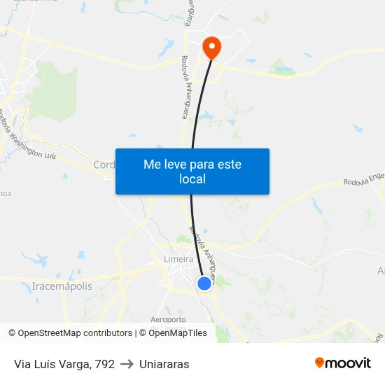 Via Luís Varga, 792 to Uniararas map