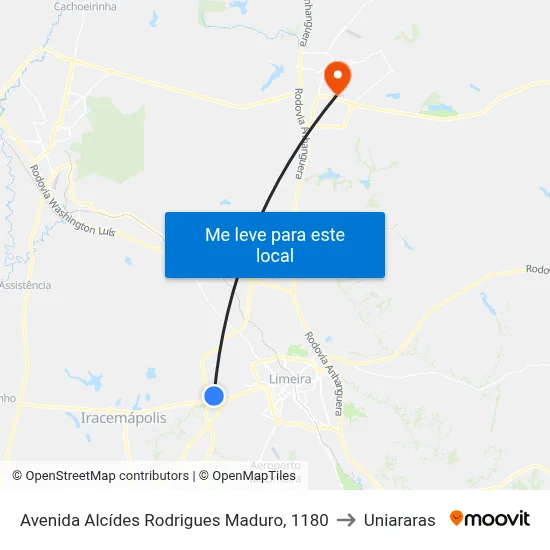 Avenida Alcídes Rodrigues Maduro, 1180 to Uniararas map