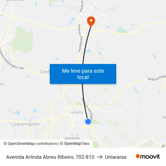 Avenida Arlinda Abreu Ribeiro, 702-810 to Uniararas map