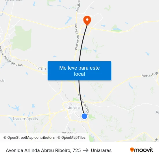 Avenida Arlinda Abreu Ribeiro, 725 to Uniararas map
