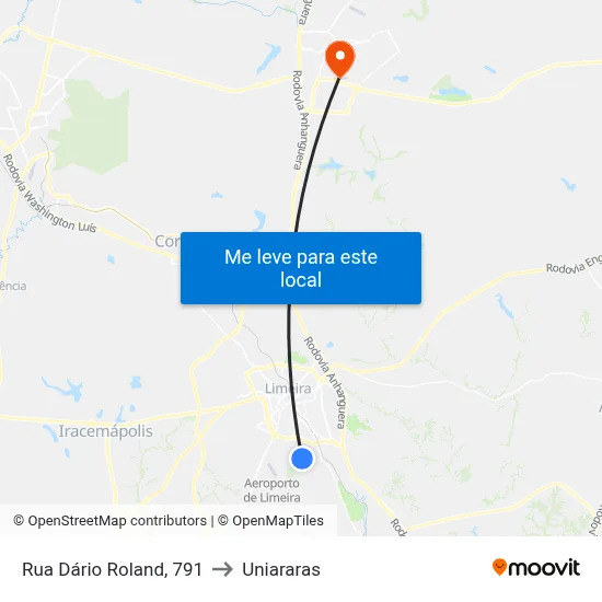 Rua Dário Roland, 791 to Uniararas map
