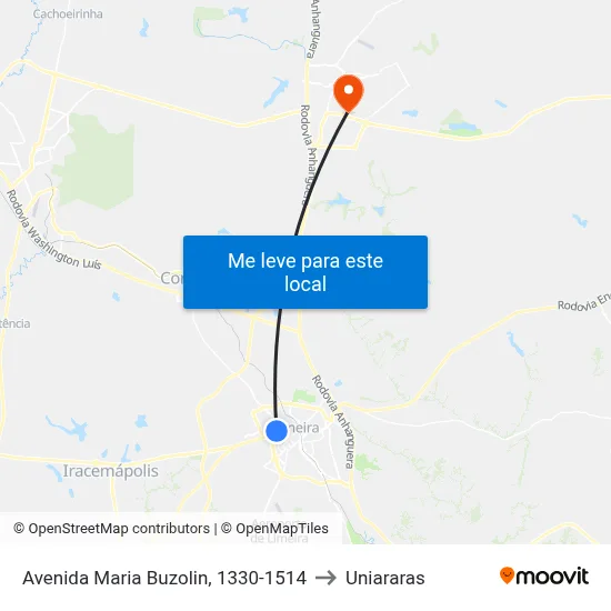 Avenida Maria Buzolin, 1330-1514 to Uniararas map