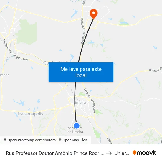 Rua Professor Doutor Antônio Prince Rodrigues, 2241-2279 to Uniararas map