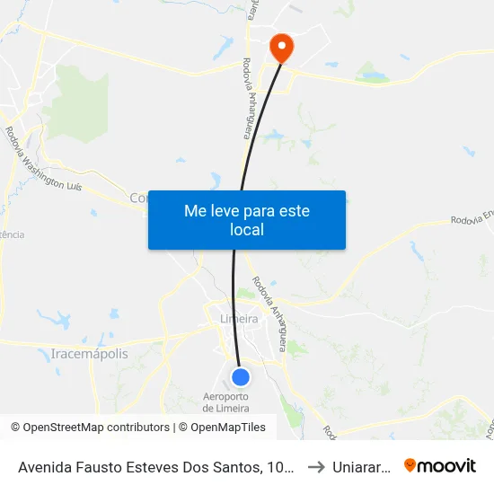 Avenida Fausto Esteves Dos Santos, 1005 to Uniararas map