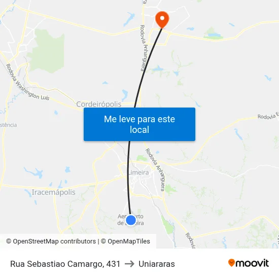 Rua Sebastiao Camargo, 431 to Uniararas map