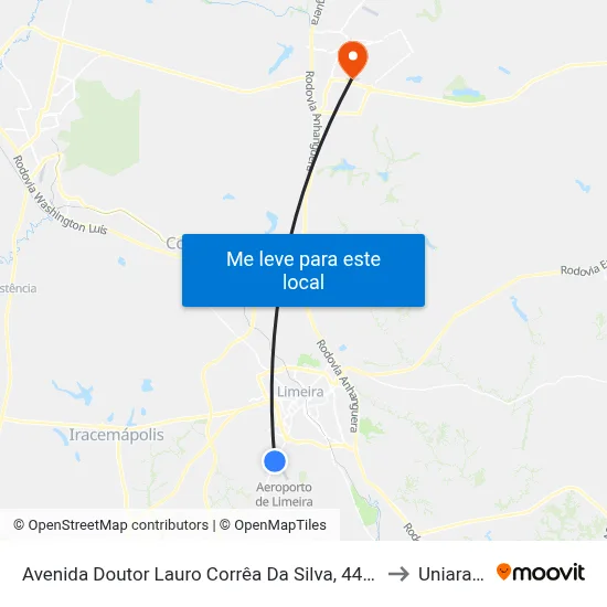 Avenida Doutor Lauro Corrêa Da Silva, 4487-4511 to Uniararas map