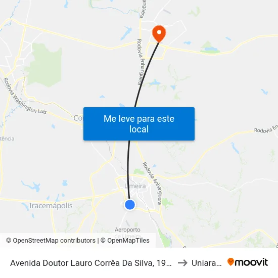 Avenida Doutor Lauro Corrêa Da Silva, 1999-2371 to Uniararas map