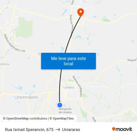 Rua Ismail Sperancin, 675 to Uniararas map