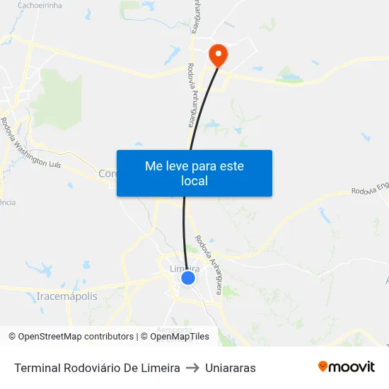 Terminal Rodoviário De Limeira to Uniararas map
