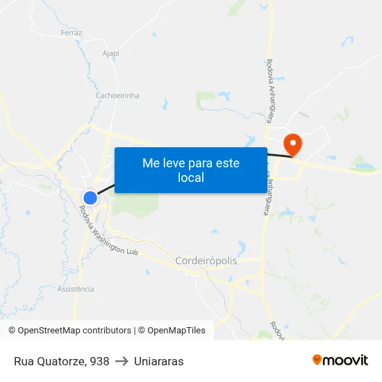 Rua Quatorze, 938 to Uniararas map