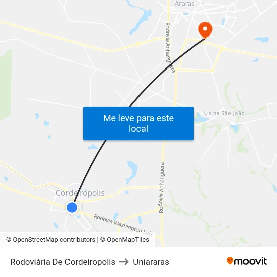 Rodoviária De Cordeiropolis to Uniararas map