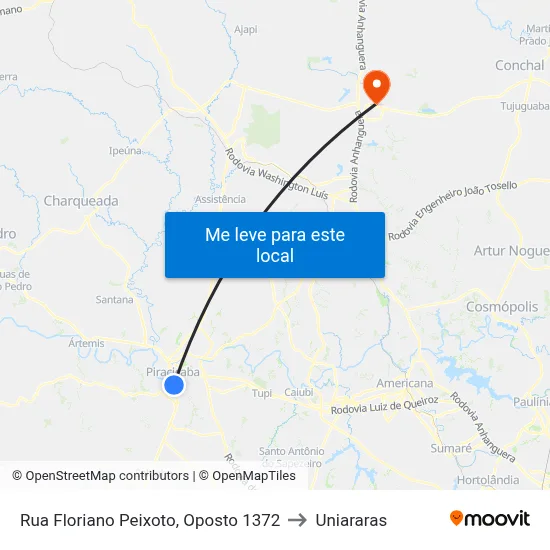 Rua Floriano Peixoto, Oposto 1372 to Uniararas map