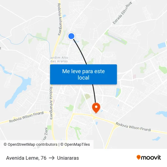 Avenida Leme, 76 to Uniararas map
