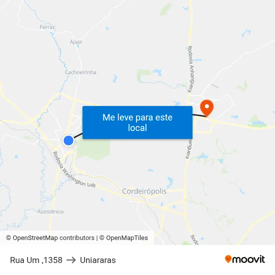 Rua Um ,1358 to Uniararas map