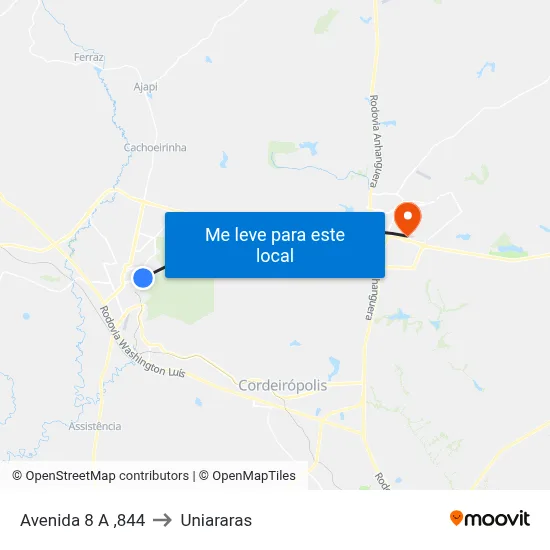 Avenida 8 A ,844 to Uniararas map