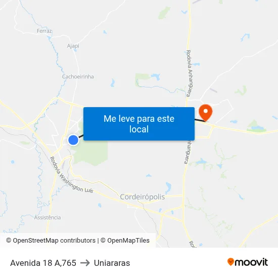 Avenida 18 A,765 to Uniararas map