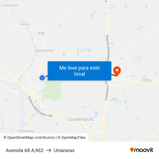 Avenida 68 A,962 to Uniararas map