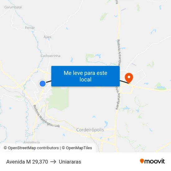 Avenida M 29,370 to Uniararas map