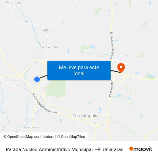 Parada Núcleo Administrativo Municipal to Uniararas map