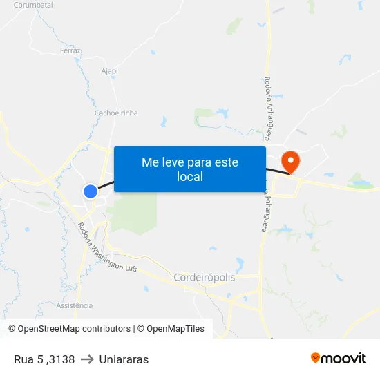 Rua 5 ,3138 to Uniararas map