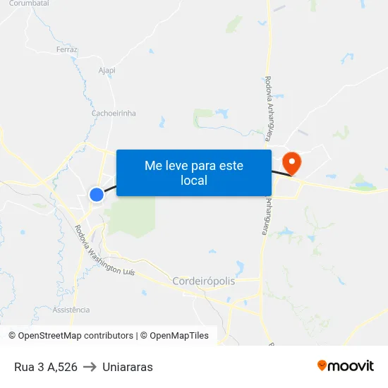 Rua 3 A,526 to Uniararas map