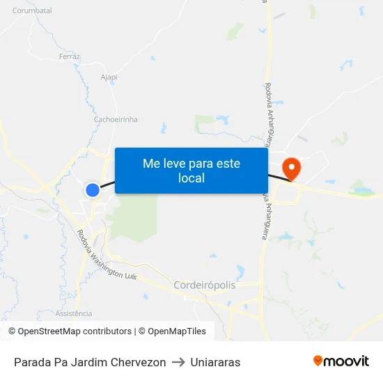 Parada Pa Jardim Chervezon to Uniararas map
