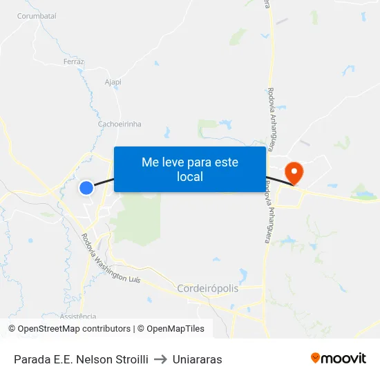 Parada E.E.  Nelson Stroilli to Uniararas map