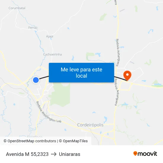 Avenida M 55,2323 to Uniararas map