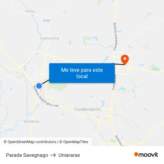 Parada Savegnago to Uniararas map