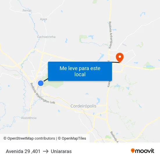 Avenida 29 ,401 to Uniararas map