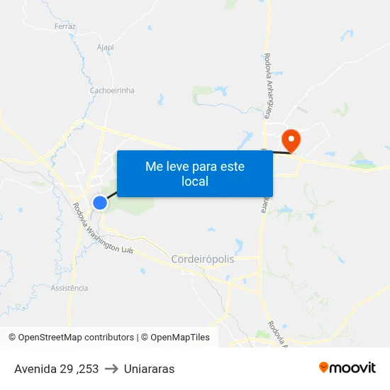 Avenida 29 ,253 to Uniararas map