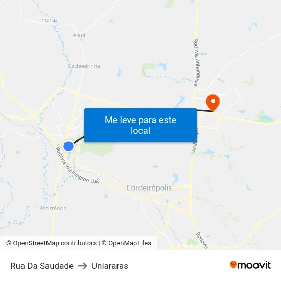 Rua Da Saudade to Uniararas map