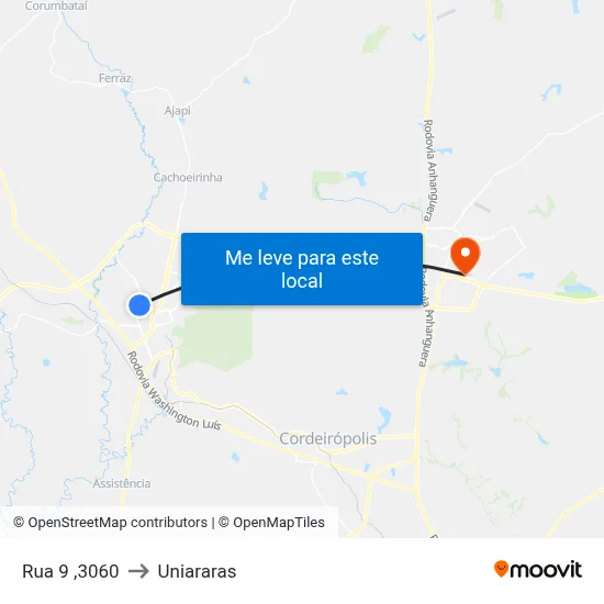 Rua 9 ,3060 to Uniararas map