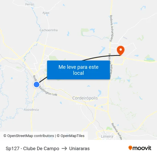 Sp127 - Clube De Campo to Uniararas map
