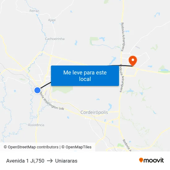 Avenida 1 Ji,750 to Uniararas map