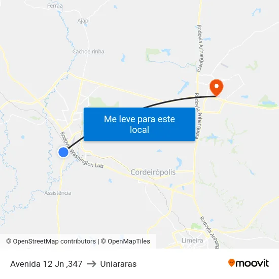 Avenida 12 Jn ,347 to Uniararas map