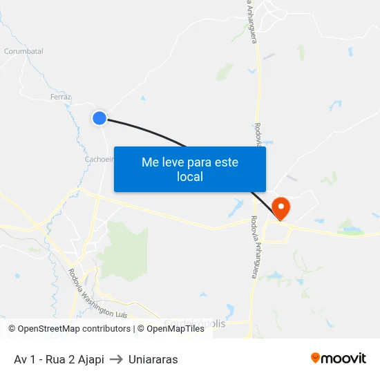 Av 1 - Rua 2 Ajapi to Uniararas map