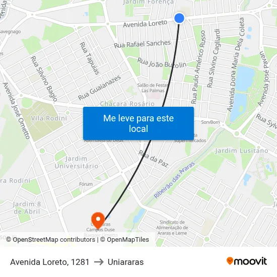 Avenida Loreto, 1281 to Uniararas map