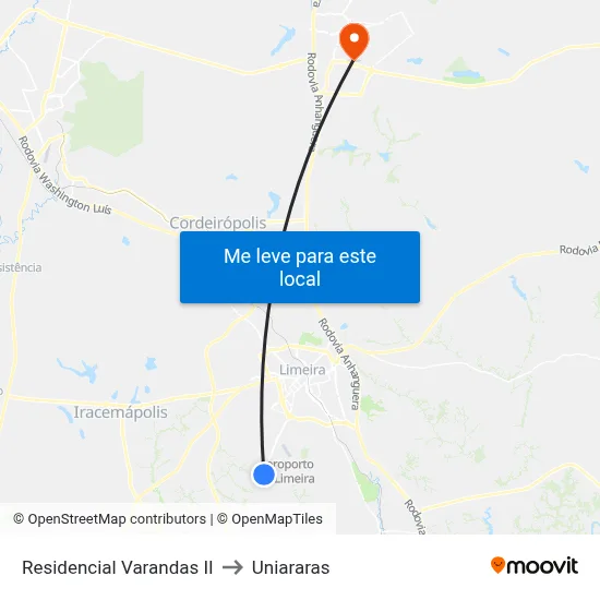 Residencial Varandas II to Uniararas map