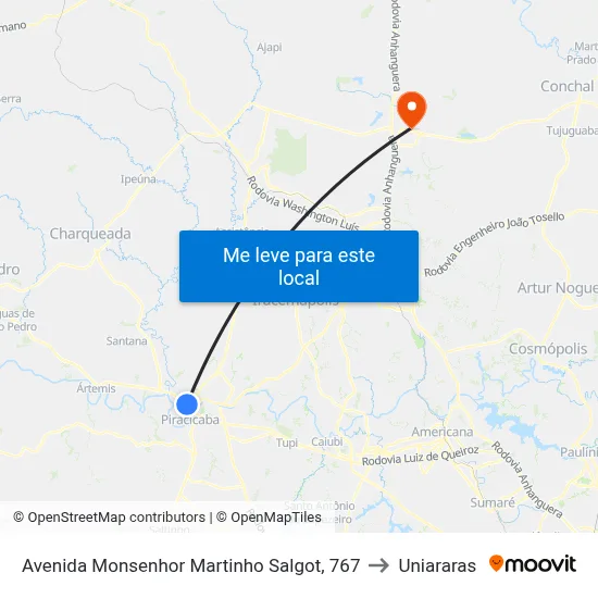Avenida Monsenhor Martinho Salgot, 767 to Uniararas map