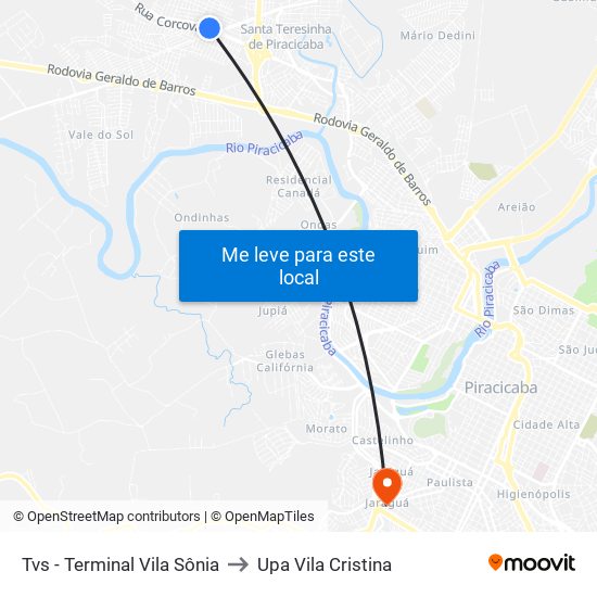 Tvs - Terminal Vila Sônia to Upa Vila Cristina map