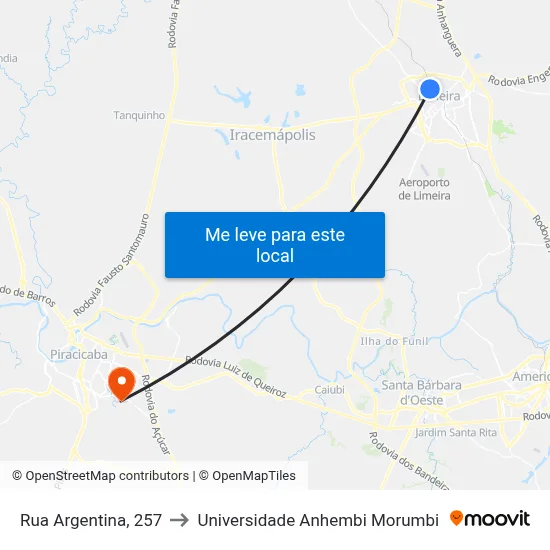 Rua Argentina, 257 to Universidade Anhembi Morumbi map
