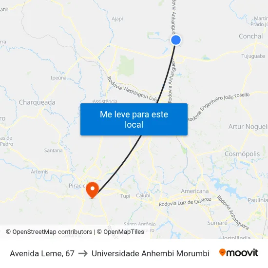 Avenida Leme, 67 to Universidade Anhembi Morumbi map