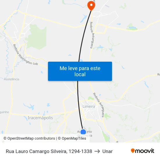 Rua Lauro Camargo Silveira, 1294-1338 to Unar map