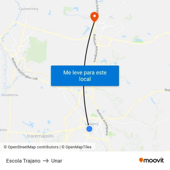 Escola Trajano to Unar map